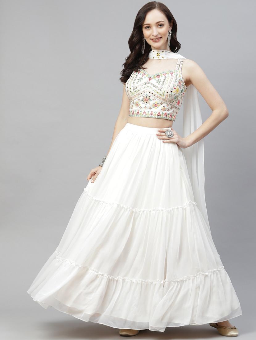 embroidered semi-stitched lehenga choli with dupatta - 18514488 - Zoom Image - 2