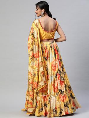 floral printed semi-stitched lehenga choli with dupatta - 18514497 - Standard Image - 3