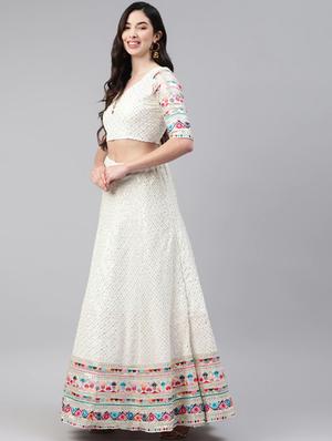 embroidered semi-stitched lehenga choli with dupptta - 18514515 - Standard Image - 2