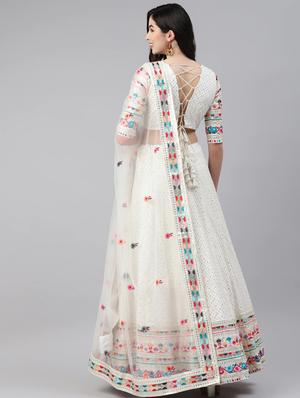 embroidered semi-stitched lehenga choli with dupptta - 18514515 - Standard Image - 3