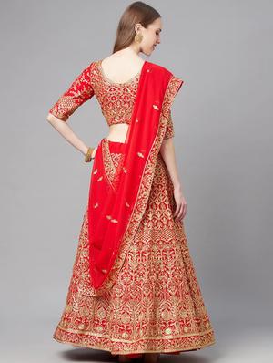 embroidered semi-stitched lehenga choli with dupptta - 18514517 - Standard Image - 3