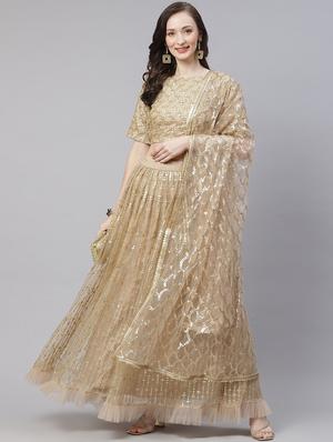 embroidered semi-stitched lehenga & blouse with dupatta - 18514583 - Standard Image - 2
