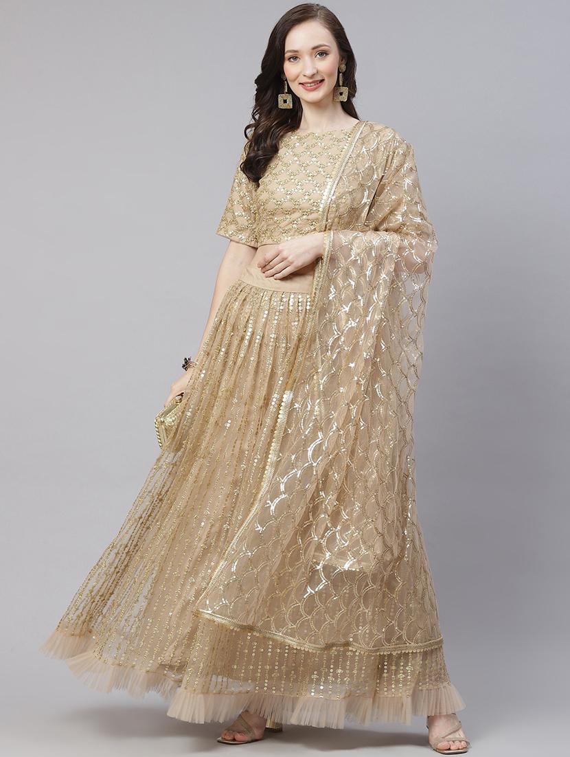 embroidered semi-stitched lehenga & blouse with dupatta - 18514583 - Zoom Image - 2