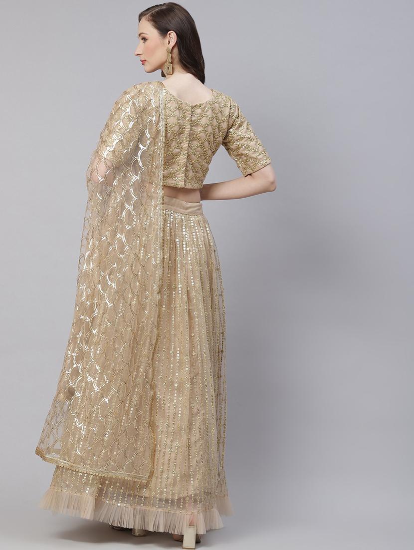 embroidered semi-stitched lehenga & blouse with dupatta - 18514583 - Zoom Image - 3