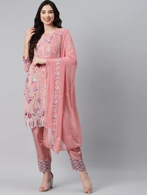 embroidered unstitched straight pant suit set - 18515084 - Standard Image - 1