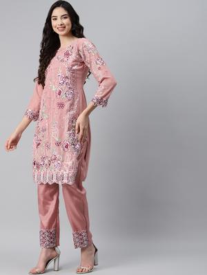 embroidered unstitched straight pant suit set - 18515084 - Standard Image - 2