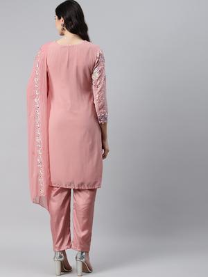 embroidered unstitched straight pant suit set - 18515084 - Standard Image - 3