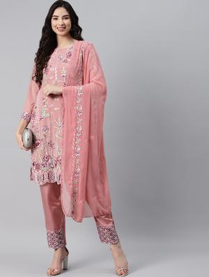embroidered unstitched straight pant suit set - 18515084 - Standard Image - 4