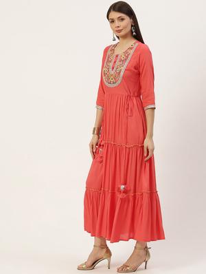 embroidered tiered ethnic dress - 18515100 - Standard Image - 3