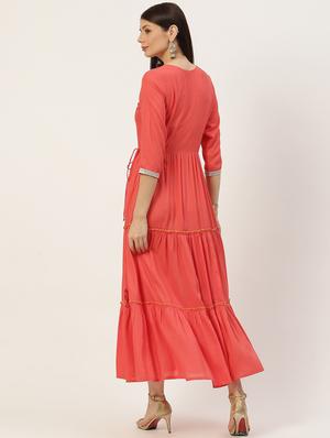 embroidered tiered ethnic dress - 18515100 - Standard Image - 4