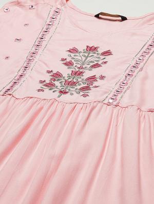 yoke embroidered tiered ethnic dress - 18515111 - Standard Image - 5