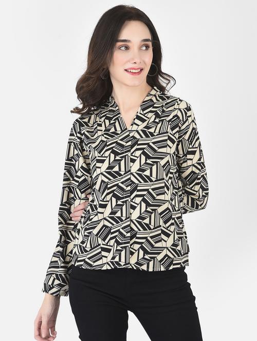 concealed placket abstract printed shirt - 18515750 - Standard Image - 1