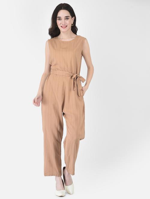 tie front striped jumpsuit - 18515754 - Standard Image - 1