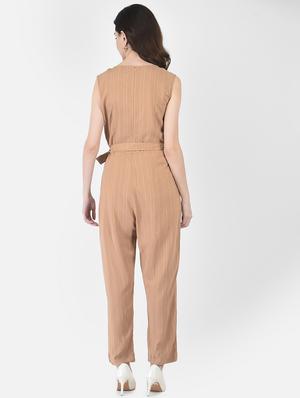 tie front striped jumpsuit - 18515754 - Standard Image - 3