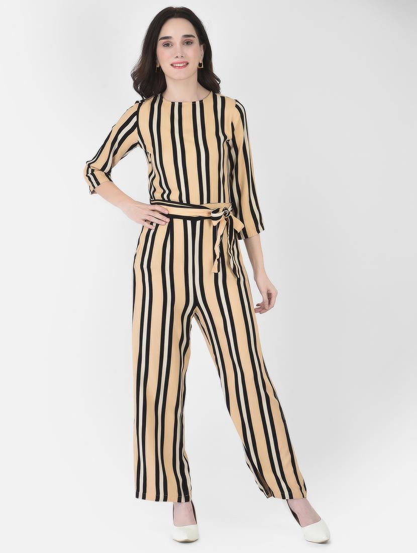 tie front striped jumpsuit - 18515755 - Zoom Image - 1