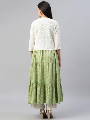 foil printed kurta with embroidered jacket - 18515768 - Standard Image - 3