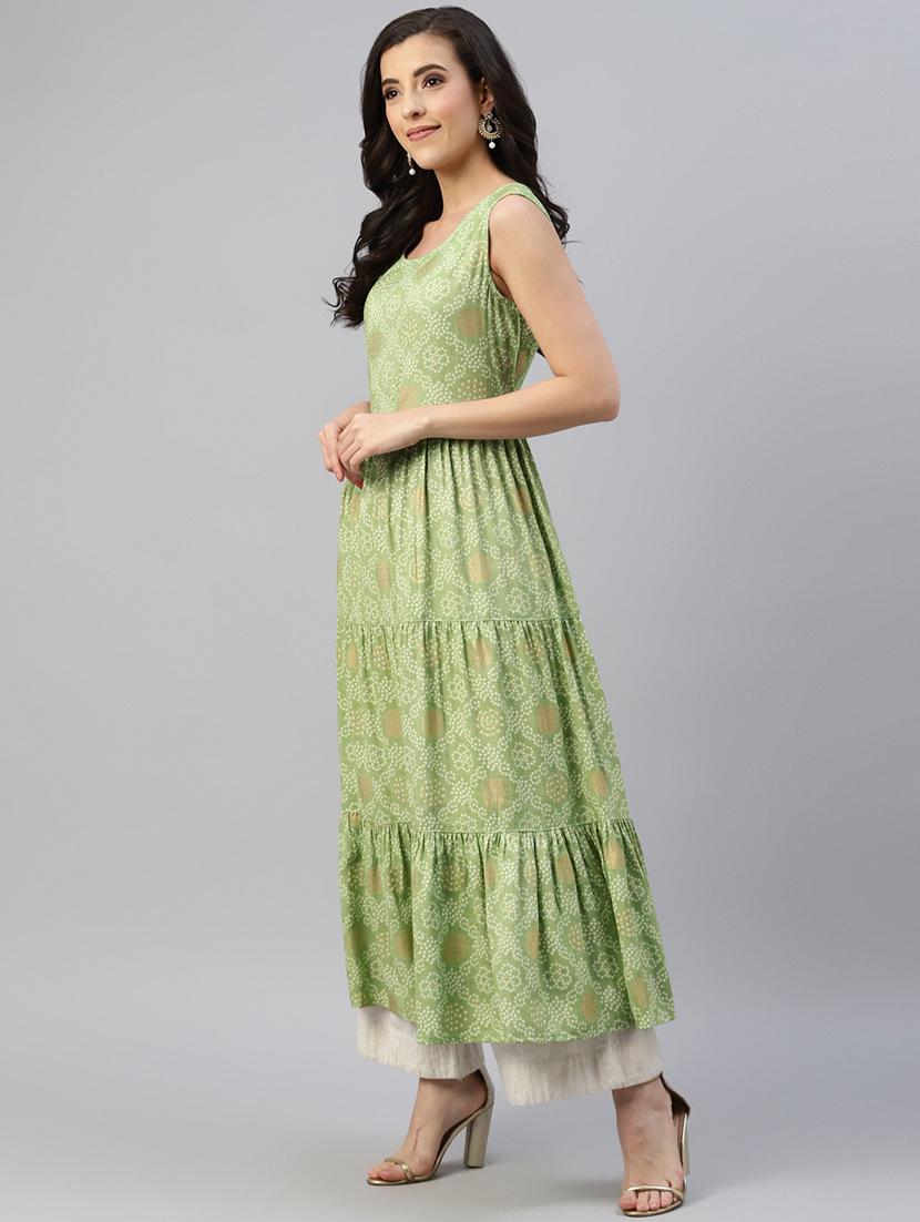 foil printed kurta with embroidered jacket - 18515768 - Zoom Image - 2
