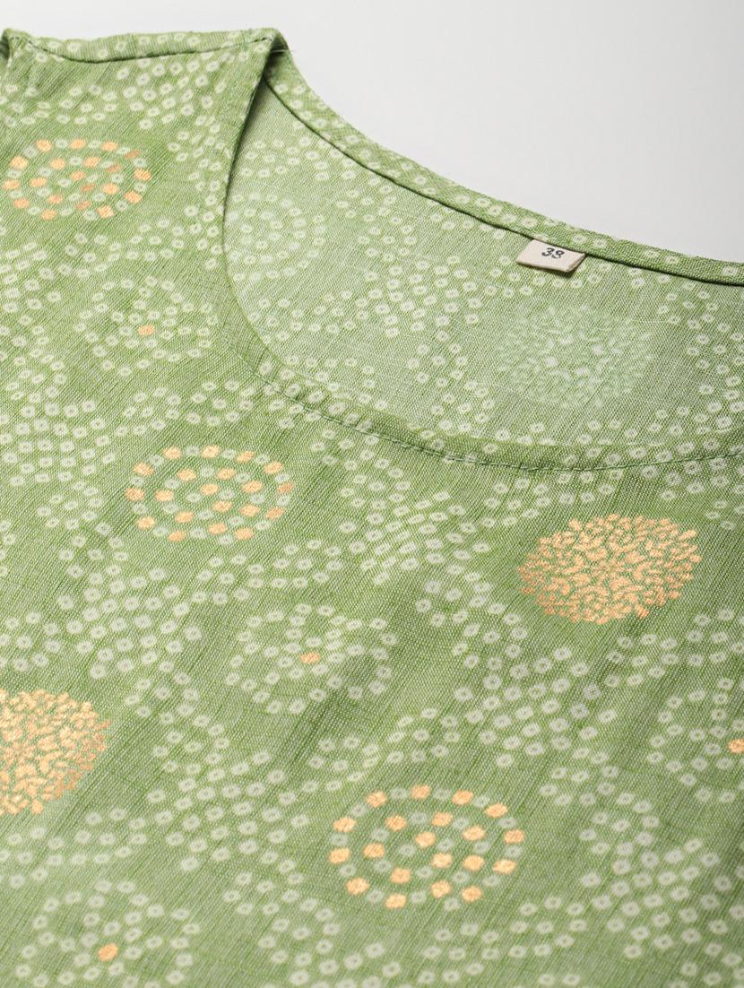 foil printed kurta with embroidered jacket - 18515768 - Zoom Image - 5