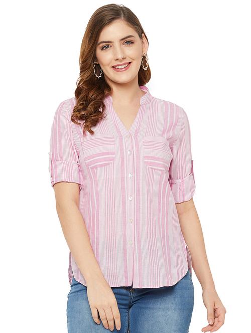 roll up sleeved striped regular shirt - 18515790 - Standard Image - 1