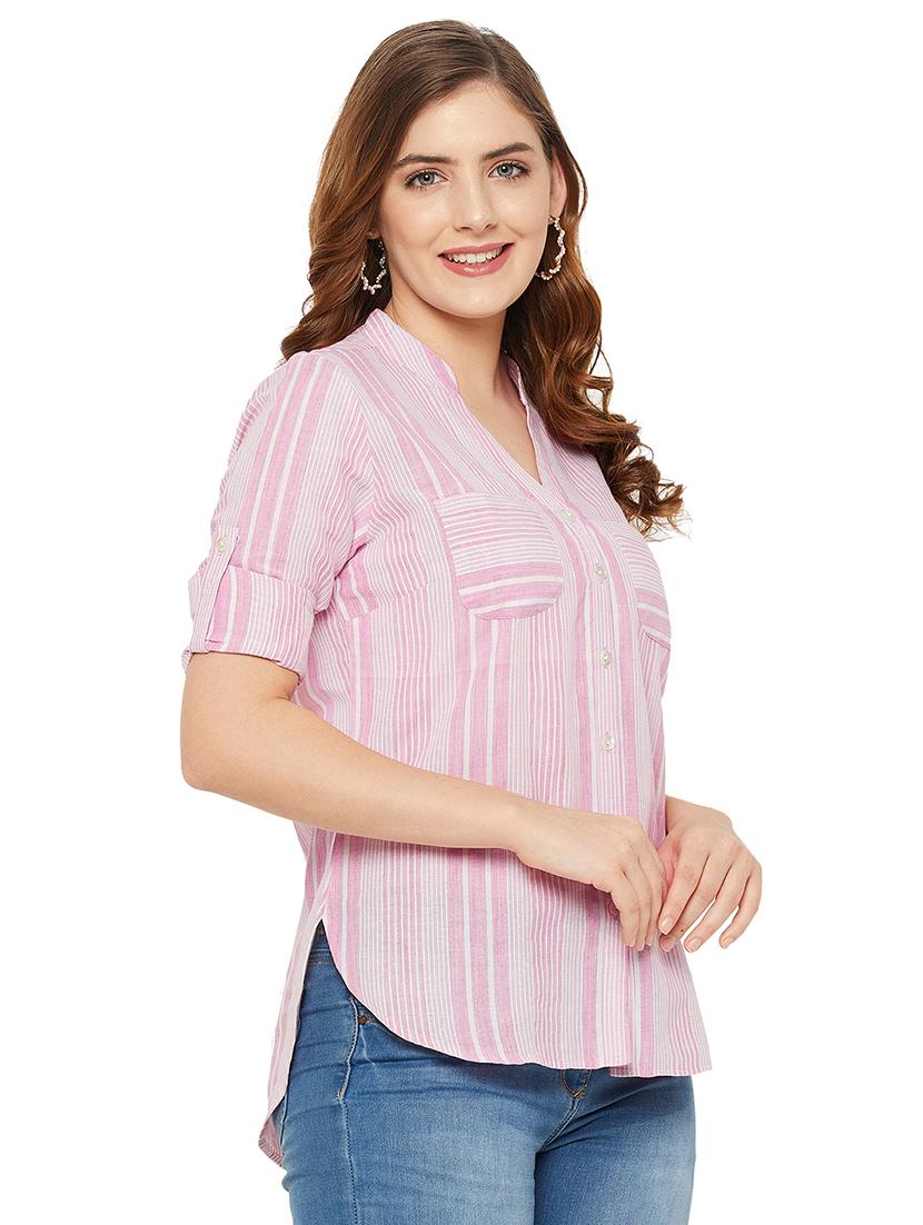 roll up sleeved striped regular shirt - 18515790 - Zoom Image - 2