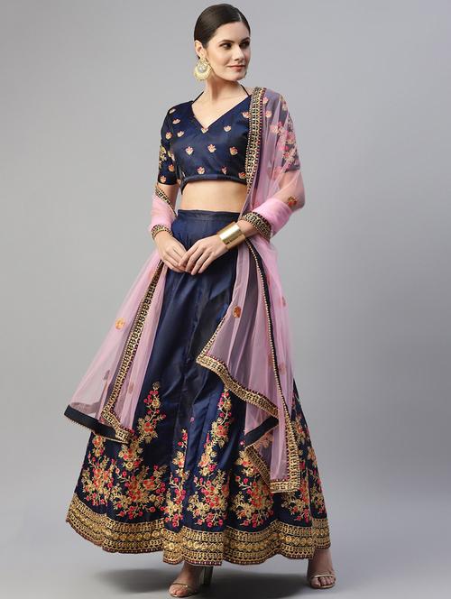 embroidered semi-stitched lehenga and choli with dupatta - 18515793 - Very Small Image - 1