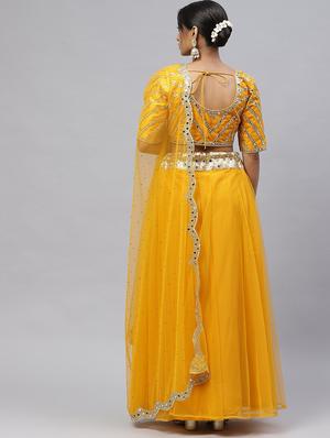 embroidered semi-stitched lehenga choli with dupatta - 18515796 - Standard Image - 3