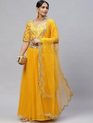 embroidered semi-stitched lehenga choli with dupatta - 18515796 - Standard Image - 4