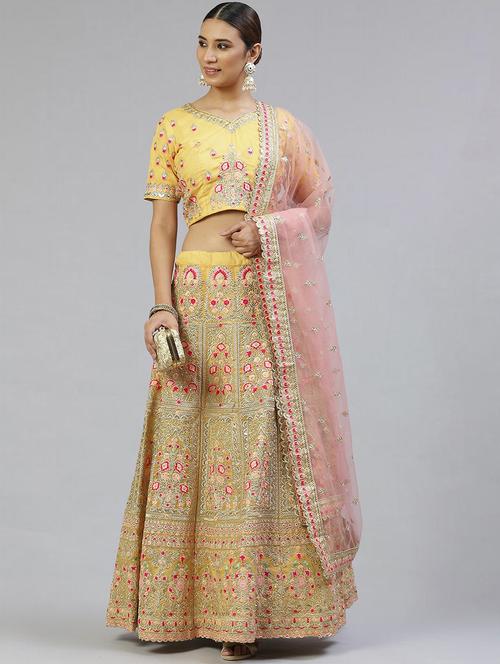 embroidered semi-stitched lehenga choli with dupatta - 18515798 - Standard Image - 1