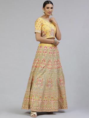 embroidered semi-stitched lehenga choli with dupatta - 18515798 - Standard Image - 2