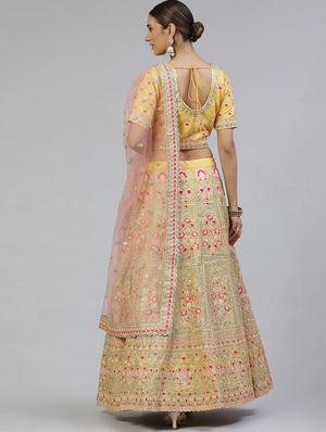embroidered semi-stitched lehenga choli with dupatta - 18515798 - Standard Image - 3