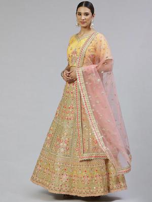 embroidered semi-stitched lehenga choli with dupatta - 18515798 - Standard Image - 4