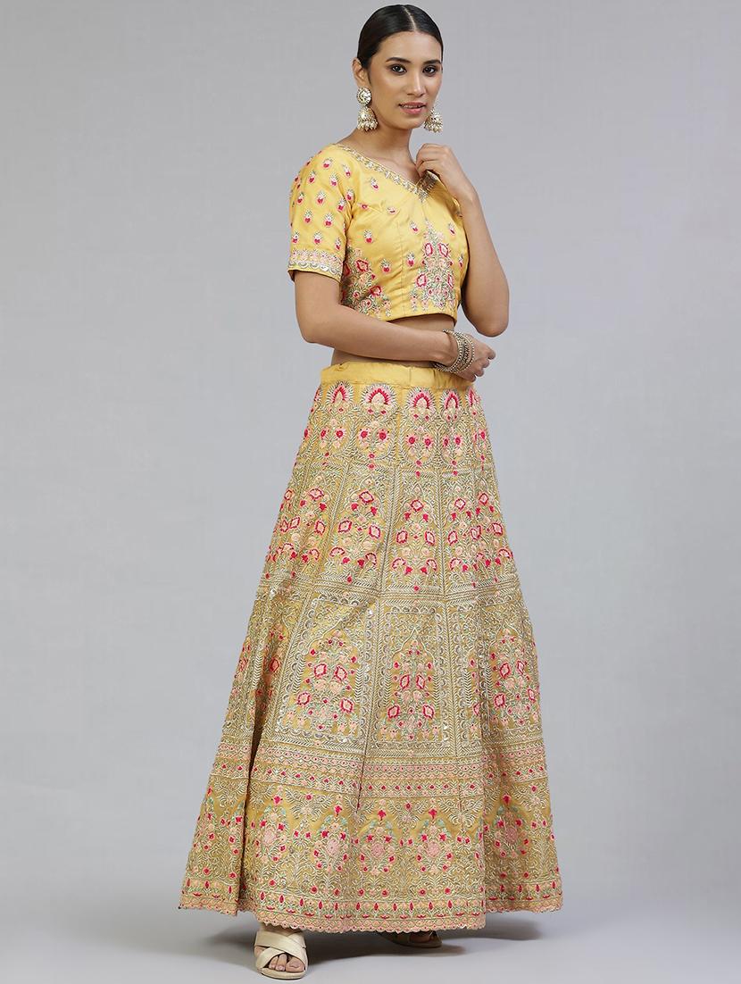 embroidered semi-stitched lehenga choli with dupatta - 18515798 - Zoom Image - 2