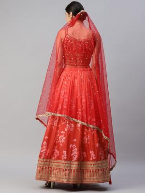 floral semi-stitched lehenga and choli with dupatta - 18515800 - Standard Image - 3