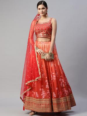 floral semi-stitched lehenga and choli with dupatta - 18515800 - Standard Image - 4