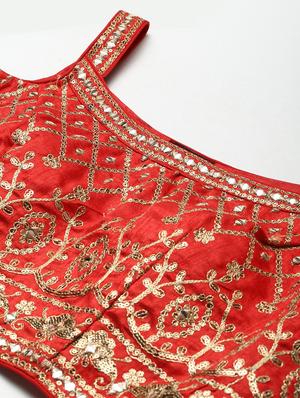 floral semi-stitched lehenga and choli with dupatta - 18515800 - Standard Image - 5