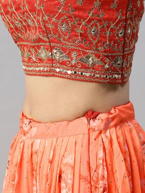 floral semi-stitched lehenga and choli with dupatta - 18515800 - Standard Image - 6