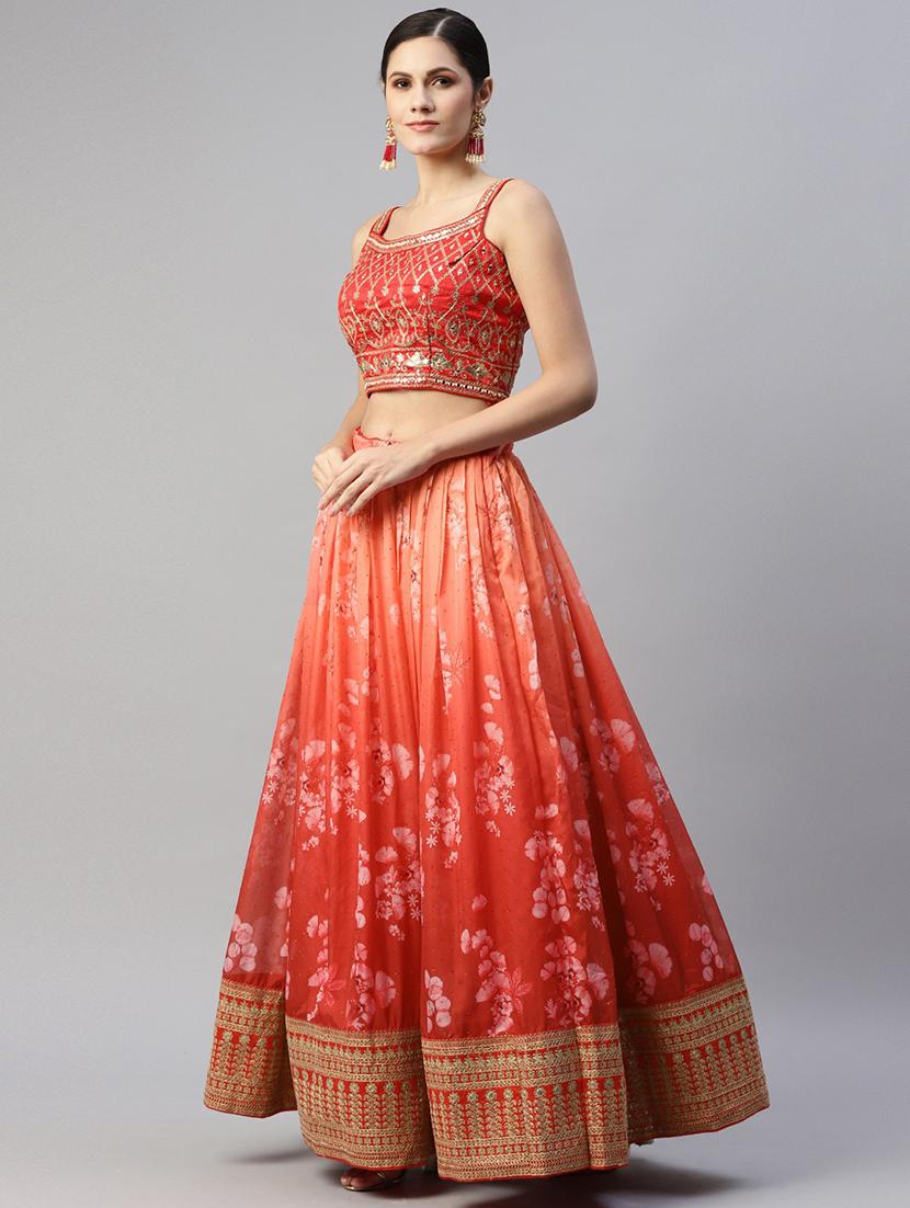 floral semi-stitched lehenga and choli with dupatta - 18515800 - Zoom Image - 2