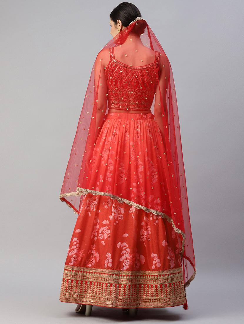floral semi-stitched lehenga and choli with dupatta - 18515800 - Zoom Image - 3