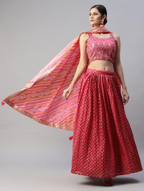 sequined semi-stitched lehenga and choli with dupatta - 18515802 - Standard Image - 1