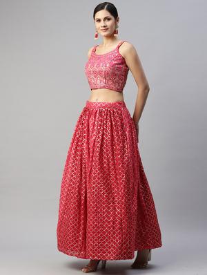 sequined semi-stitched lehenga and choli with dupatta - 18515802 - Standard Image - 2