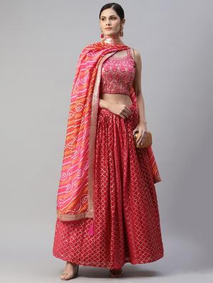 sequined semi-stitched lehenga and choli with dupatta - 18515802 - Standard Image - 4