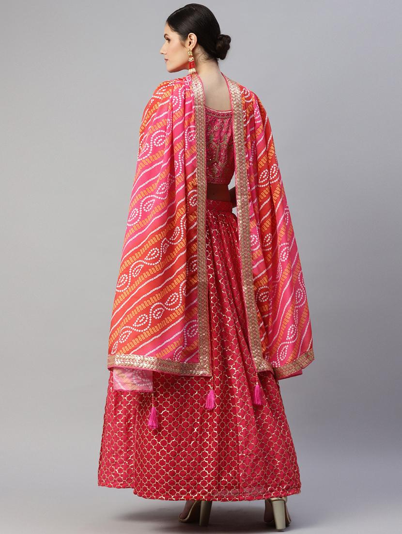 sequined semi-stitched lehenga and choli with dupatta - 18515802 - Zoom Image - 3