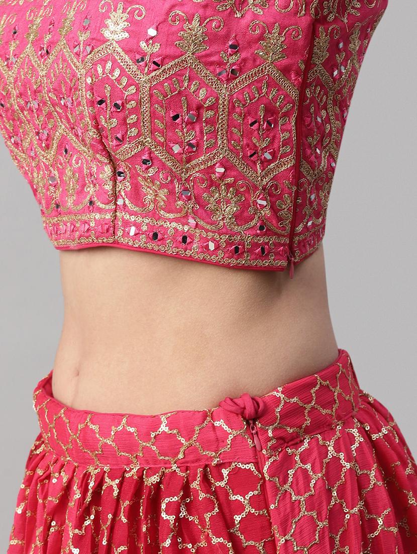 sequined semi-stitched lehenga and choli with dupatta - 18515802 - Zoom Image - 6