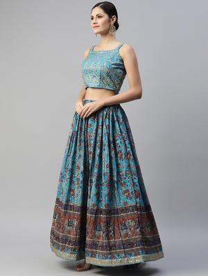 floral semi-stitched lehenga and choli with dupatta - 18515803 - Standard Image - 2