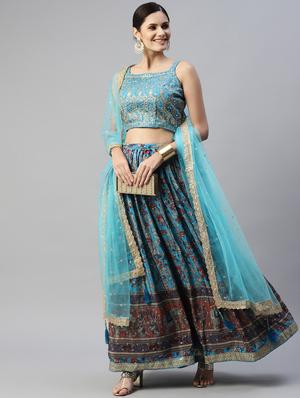 floral semi-stitched lehenga and choli with dupatta - 18515803 - Standard Image - 4