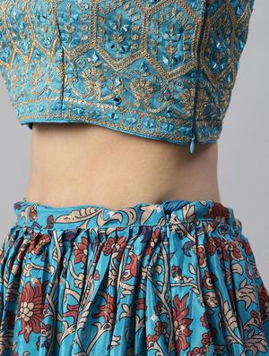 floral semi-stitched lehenga and choli with dupatta - 18515803 - Standard Image - 6