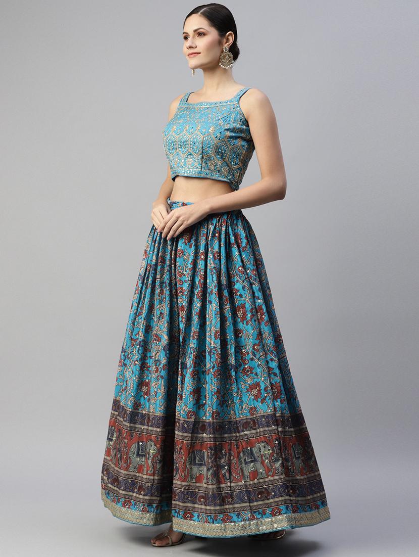 floral semi-stitched lehenga and choli with dupatta - 18515803 - Zoom Image - 2