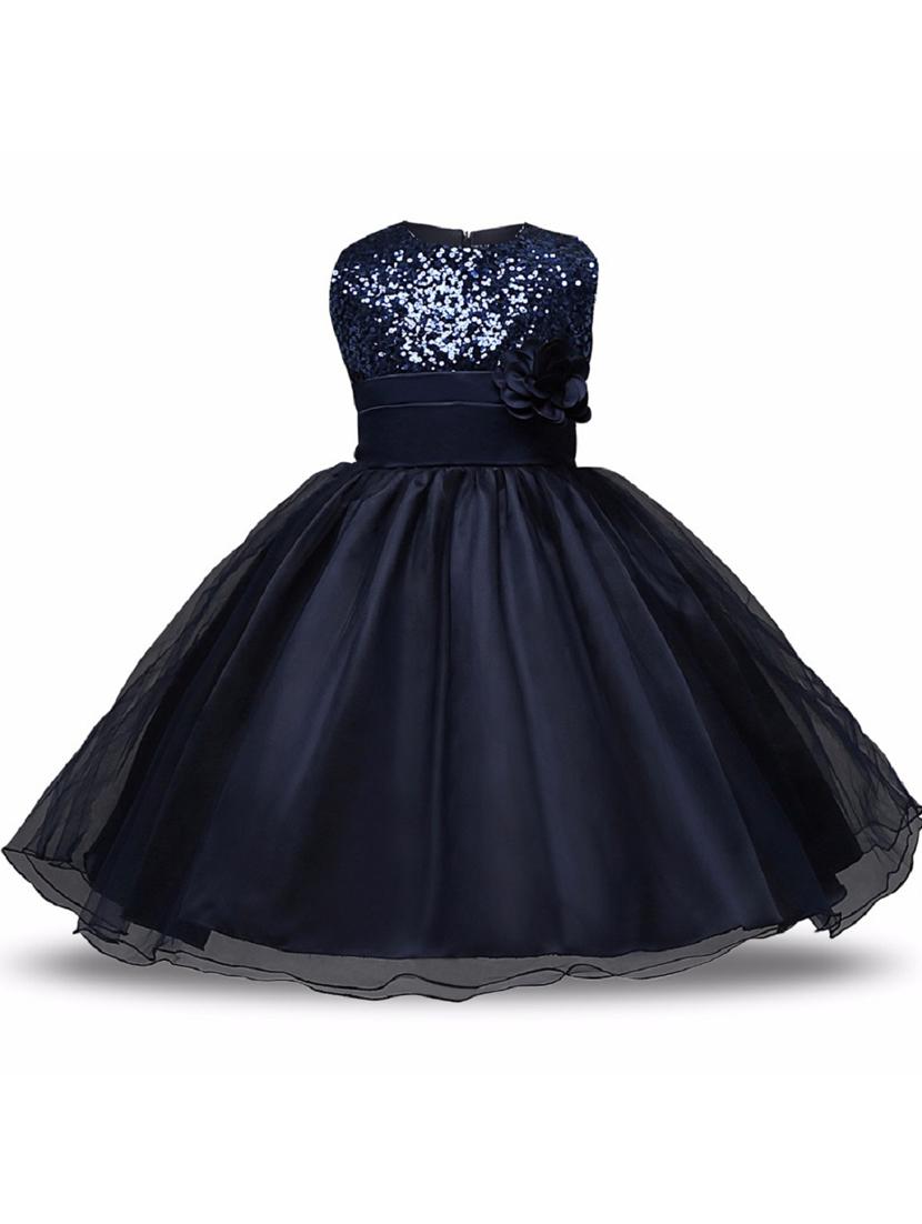 girls round neck embellished flared frock - 18517117 - Zoom Image - 1