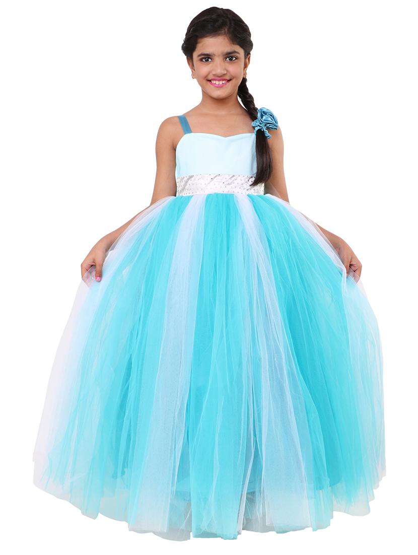 girls square neck embellished flared party gown - 18517141 - Zoom Image - 1