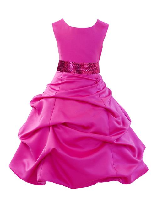 girls round neck solid layered party gown - 18517437 - Standard Image - 1